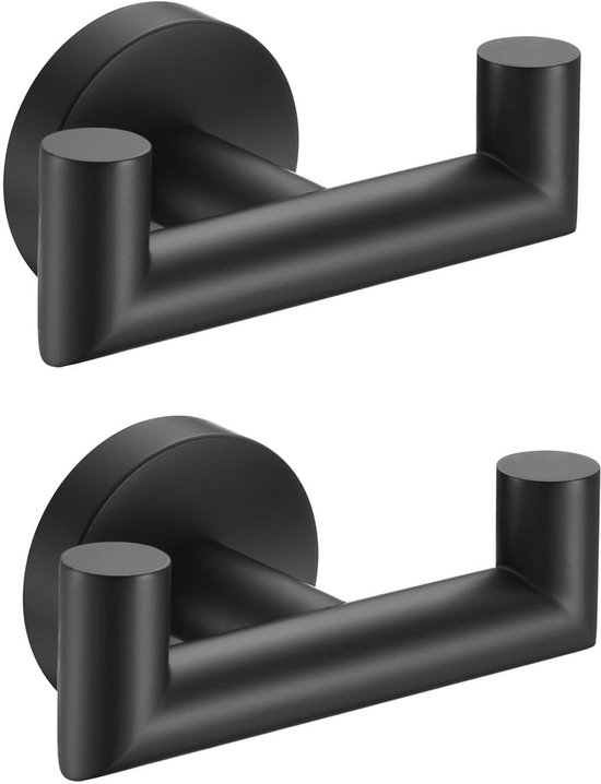 Zweiteilige, Mattschwarze Edelstahl-doppelwandhaken Für Mäntel Und Handtücher