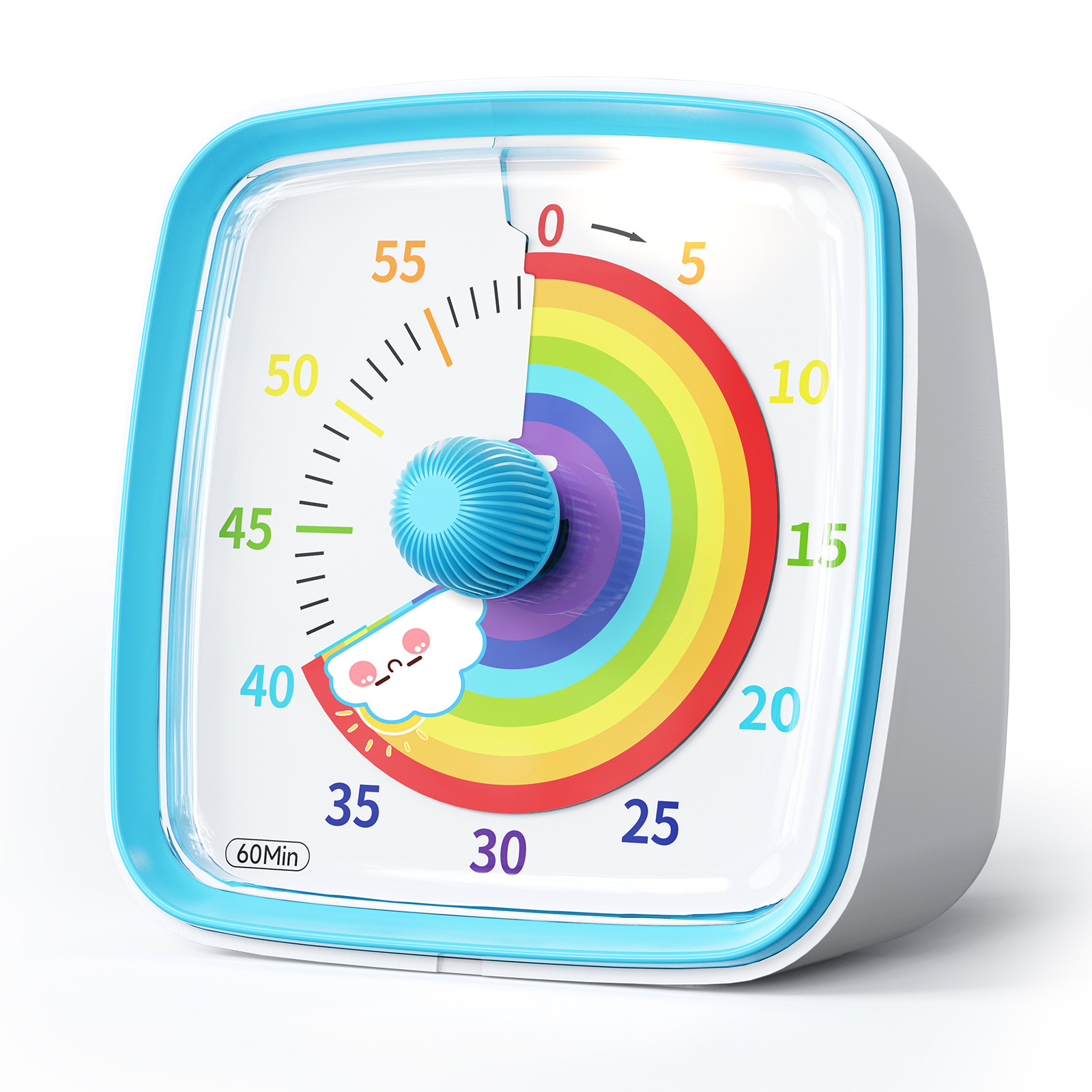 Visueller Timer Mit Schutzhülle – Regenbogenscheibe – 60-minuten-countdown-timer – Für Kinder Und Erwachsene – Geräuschloses Zeitmanagement-tool (blau)