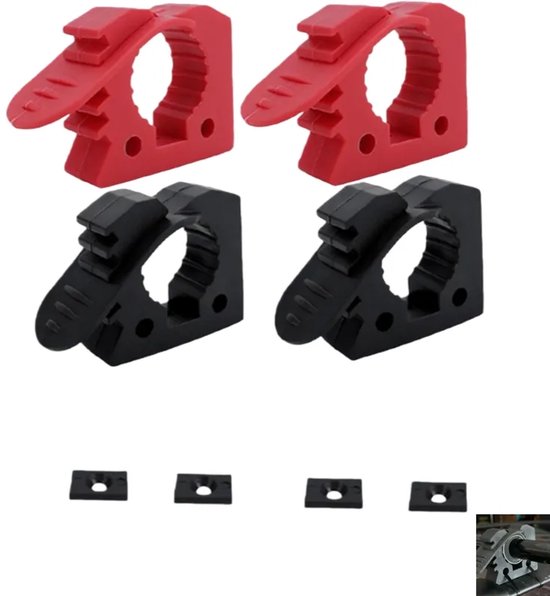 Schnellspann-werkzeugklemmen – Rutschfeste Gummi-werkzeughalter Mit Schrauben Und Unterlegscheiben – Geeignet Für Werkzeuge Mit 32–40 Mm Durchmesser – Schwarz Und Rot – 7 × 5,5 × 2,2 Cm
