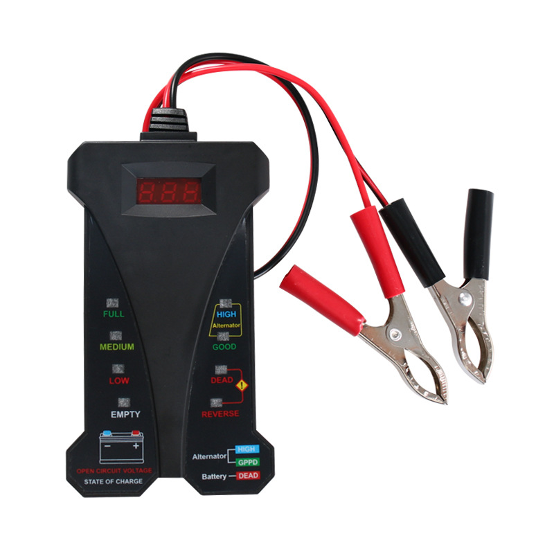 12-v-digitalbatterietester, Voltmeter Und Analysator Für Lichtmaschinenladesysteme Mit Lcd-bildschirm Und Led-anzeige, Schwarze Gummioberfläche