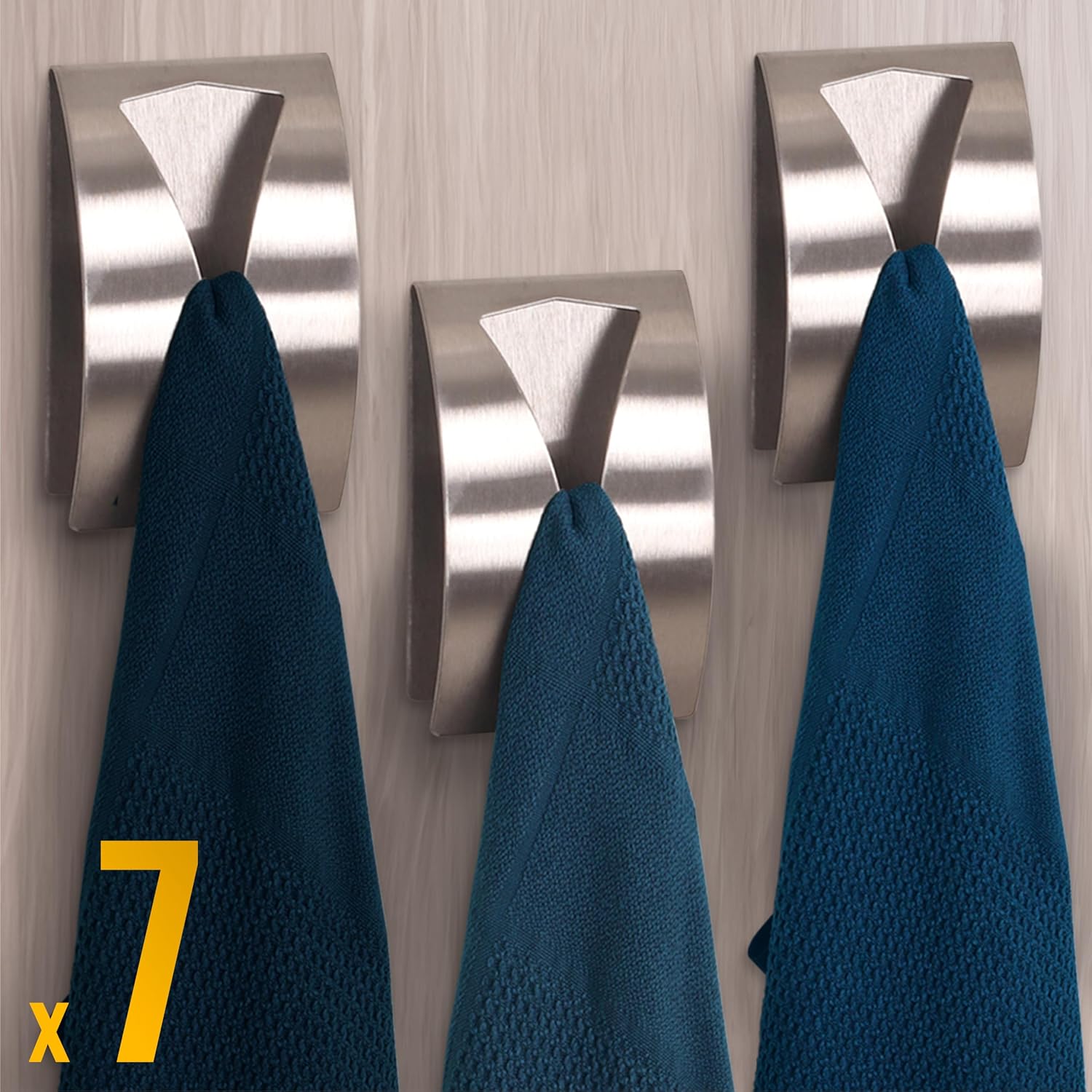 Wandhaken – 7er-set Edelstahlhaken – Garderobe Für Badezimmer – Geeignet Für Handtücher Und Geschirrtücher – Montage Ohne Bohren