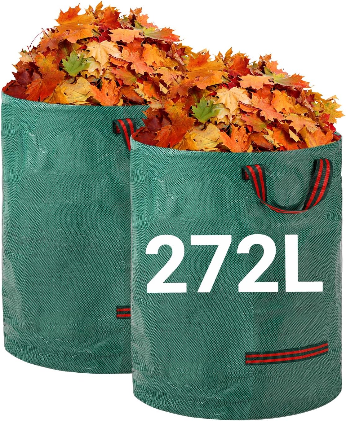 Gartensäcke 2x272l, Gartenabfallsäcke, Selbststehend Mit 4 Griffen, Robust Und Wasserdicht - Wiederverwendbar Und Faltbar Für Grünschnitt, Grasschnitt