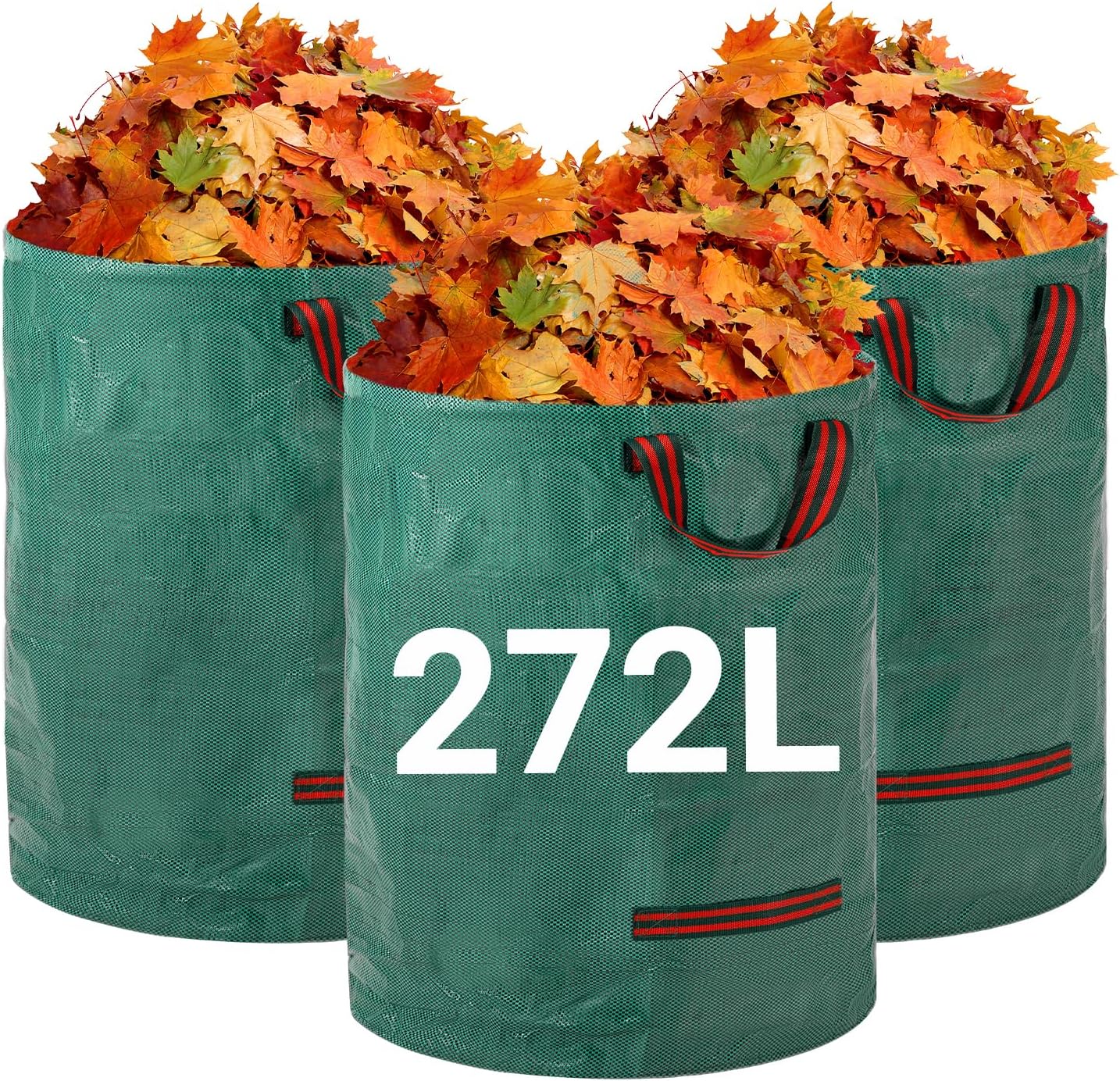 Hochleistungs-gartenabfallsäcke – 272 L X 3er-pack Wiederverwendbare Gartensäcke Mit Griffen – Industriegewebe Für Laub, Abfall Und Unrat –
