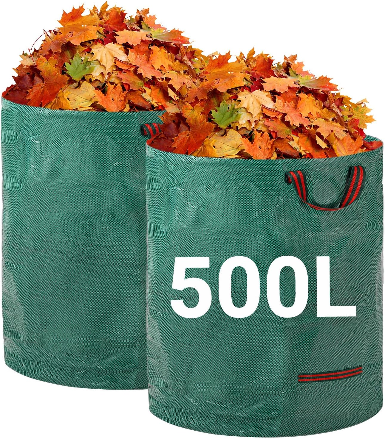 Gartensäcke 2x500l, Gartenabfallsäcke, Selbststehend Mit 4 Griffen, Robust Und Wasserdicht - Wiederverwendbar Und Faltbar Für Grünschnitt, Grasschnitt