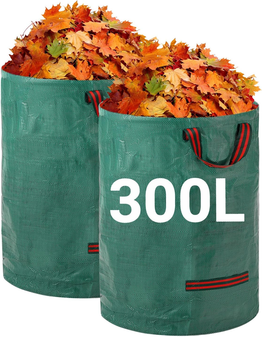 Gartensäcke 2x300l, Gartenabfallsäcke, Selbststehend Mit 4 Griffen, Robust Und Wasserdicht - Wiederverwendbar Und Faltbar Für Grünabfälle, Grasschnitt