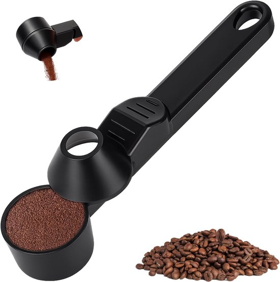 Schwarzer 19,5 Cm Langer Kaffeemesslöffel Mit Trichter Und Abstreifer