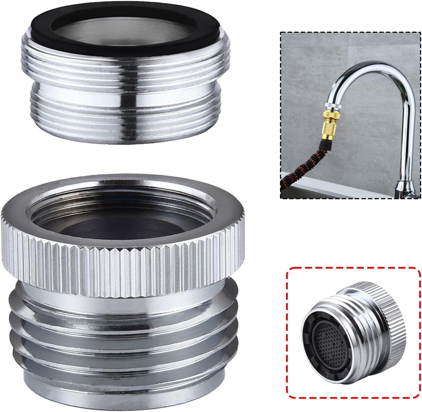 Wasserhahnadapter Mit Strahlregler, Adapter Für Spültischarmatur Und Gartenschlauch, Adapter Für Küchen- Und Badezimmerarmatur An Gartenschlauch, Schlauchanschluss Für Spüle, M24