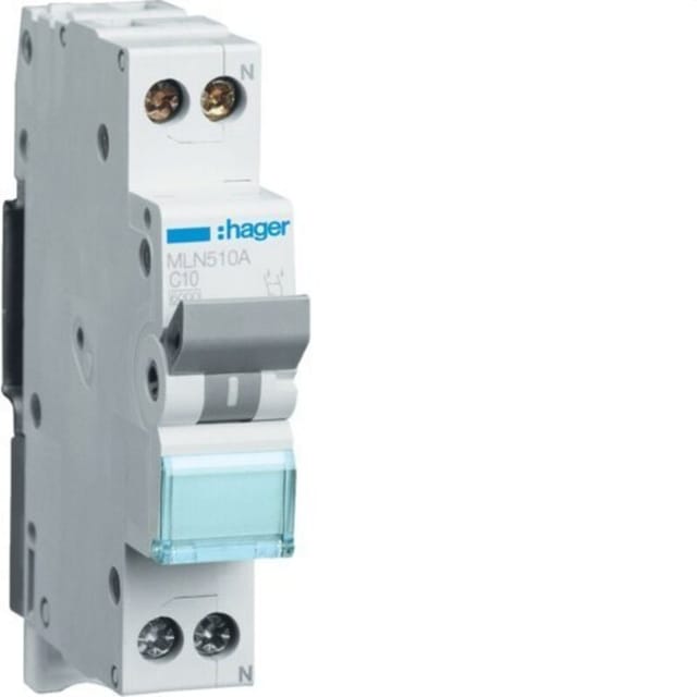 MLN510A Leistungsschalter 1P+N 10A Kurve-C 6kA 1 Modul - Hager