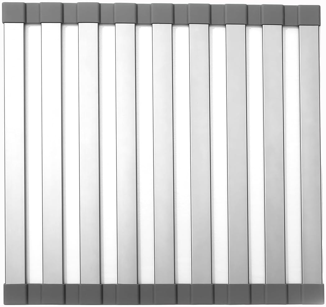 Faltbare, Einrollbare Wäscheleinenablage Aus Aluminium – Ablage Über Dem Spülbecken, Spülbeckenabdeckung, Zubehör – Rollbare Ablage Für Küchenspülen – 47,8 Cm (18,8 Zoll)