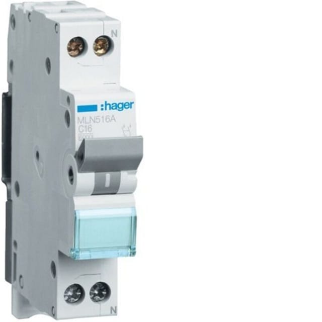 MLN516A Leistungsschalter 1P+N 16A Kurve-C 6kA 1 Modul - Hager