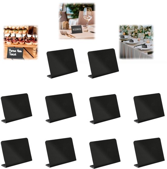 10er-pack Mini-acryl-tischtafeln, L-förmig, Schwarz, 10 X 7,6 Cm (4 X 3 Zoll) Für Buffet-etiketten