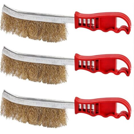3-teiliges Handbürsten-set (nylon, Messing, Edelstahl), Große Messingbürste Zur Entfernung Von Holz, Schweißschlacke Und Rost
