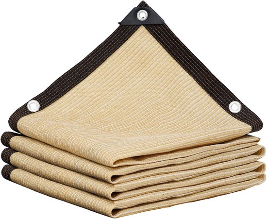 Beigefarbenes Schattiergewebe, Sonnenschutznetz Mit Metallösen, Rechteckig, 3 X 4 Meter, Für Gewächshäuser, Terrassen, Carports Und Fahrzeuge