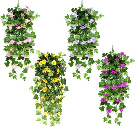 Set Mit Künstlichen Seiden-prunkwinden (18 Blüten Pro Farbe) Für Drinnen Und Draußen, Ideal Für Terrasse Und Balkon.