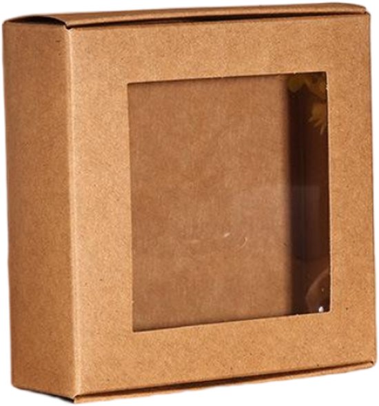 15er-pack Geschenkboxen Aus Kraftpapier Mit Sichtfenster, Für Kuchen, Schmuck Oder Partyartikel, 8,5 X 8,5 X 3,5 Cm, Braun