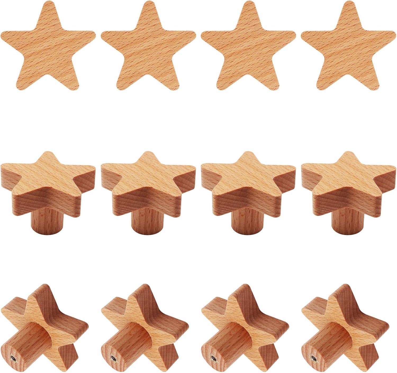 Holzknöpfe Für Schränke – Sternförmige Schubladengriffe – Holzknöpfe In Form Von Waldtieren – Für Möbel-, Schrank- Und Kleiderschranktüren (sterne)