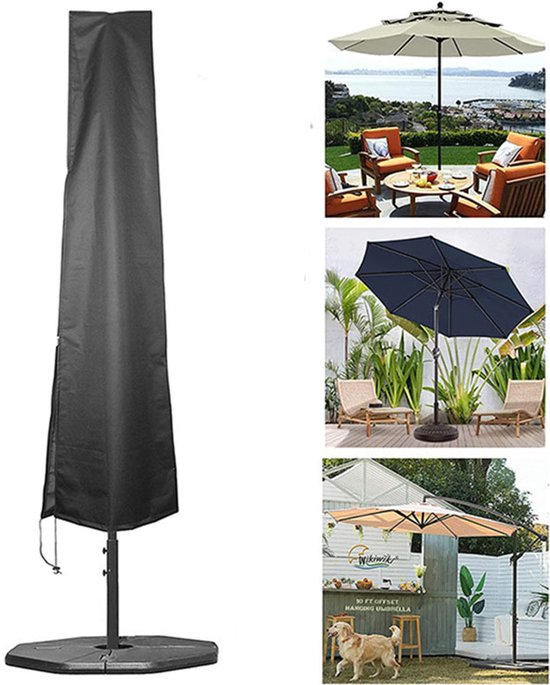 Sonnenschirmhülle, Gartenmöbelhülle, Oxford-gewebe Mit Reißverschluss Und Kordelzug – 190 X 50 X 30 Cm – Für Garten, Terrasse, Pool, Strand – Schwarz