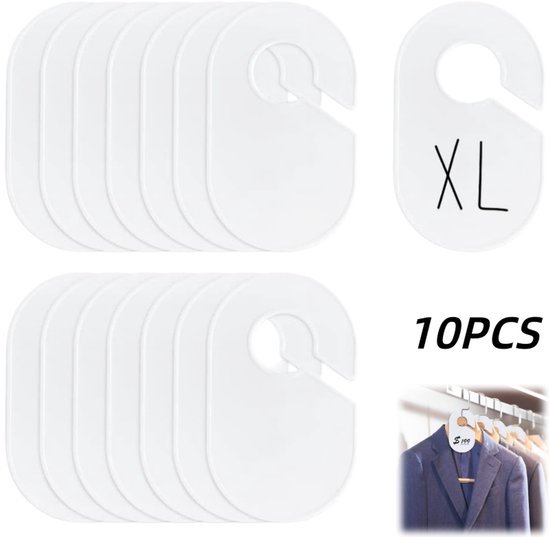 10er-packung Weiße Größentrenner-etiketten (10 X 17 Cm) Mit 4 Cm Rundem Mittelpunkt