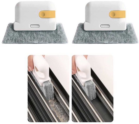 2-teilige Fensterreinigungsbürste, Multifunktionale Fugenbürste Für Fenster, Schiebetürschienen, Fensterbänke Und Jalousien – Ingwergelb