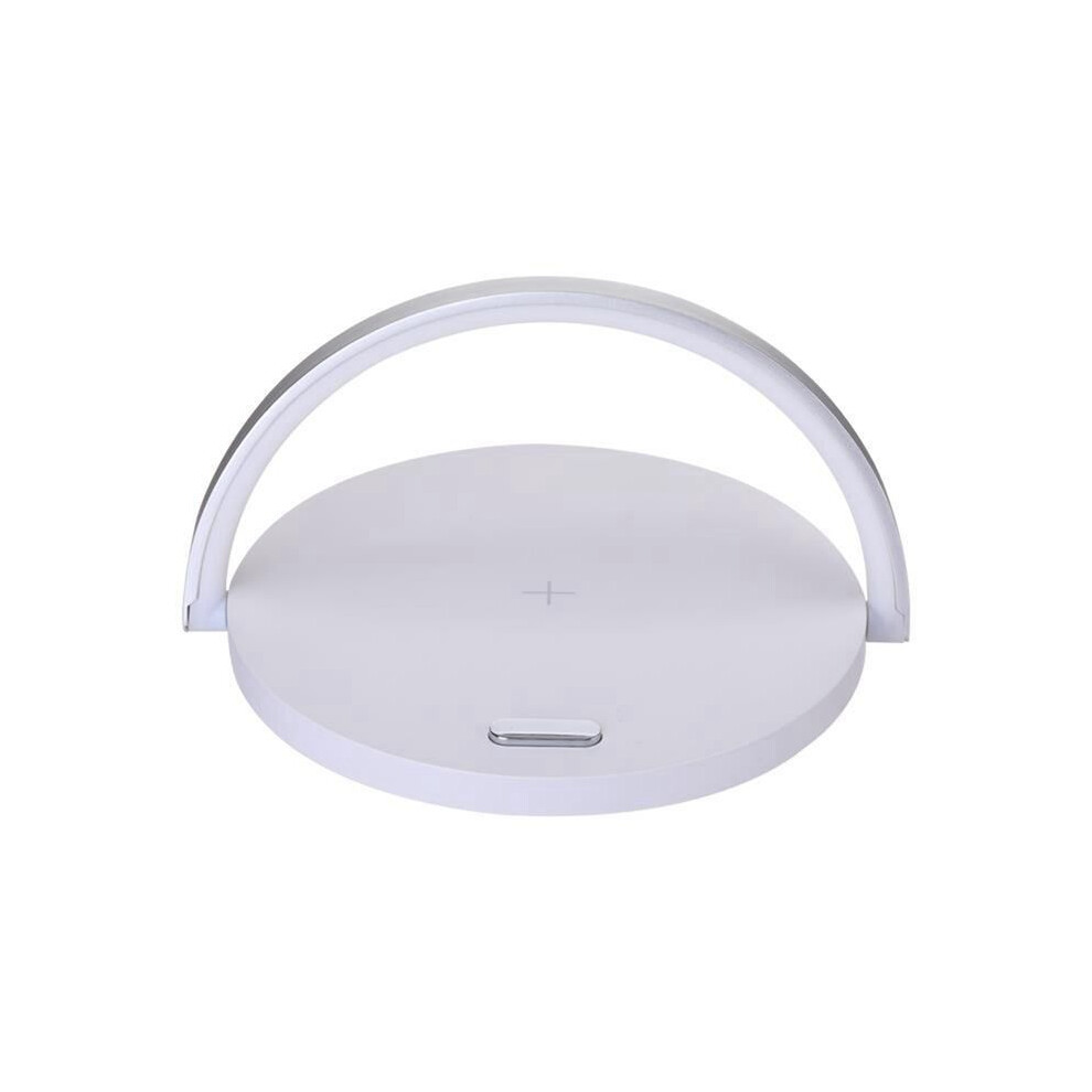 Kleine Runde Touch-schreibtischlampe, Multifunktionales Kabelloses Ladegerät, Handyhalterung, Weiß