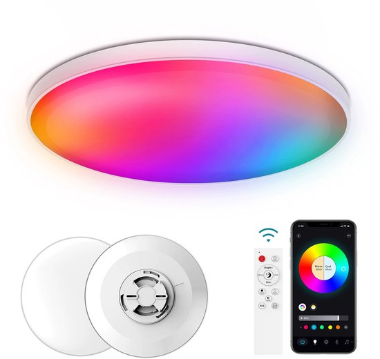 30 Cm Led-deckenleuchte, Led-badezimmerleuchte, Rgb-deckenleuchte (2700–6500 K), Bluetooth, Smart-app-steuerung & Fernbedienung, 2,4-ghz-wlan, Sprachsteuerung