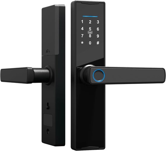 Intelligentes Türschloss Mit Fingerabdrucksensor – Zahlencode, Karte & Schlüssel – Elektronisches Riegelschloss – Mit Türgriff
