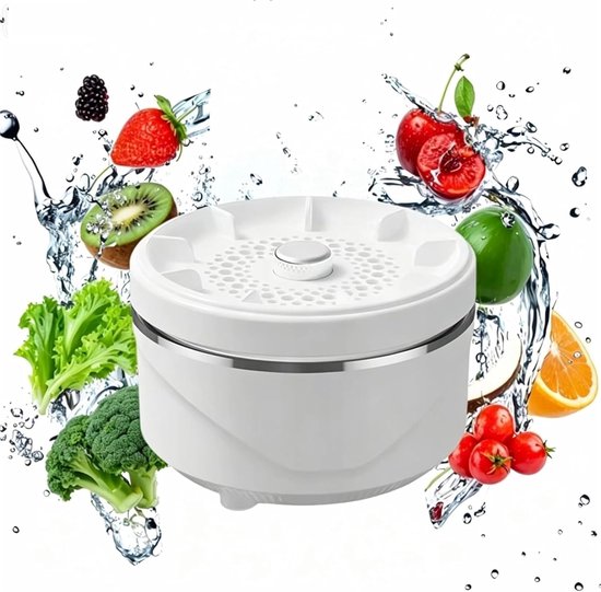 Obst- Und Gemüsewaschmaschine, 1500 Mah, Vortex-reinigung, 5-minuten-schnellwaschprogramm, Entfernt Bakterien Und Pestizidrückstände, Kabellos, 11 X 7 Cm, Weiß