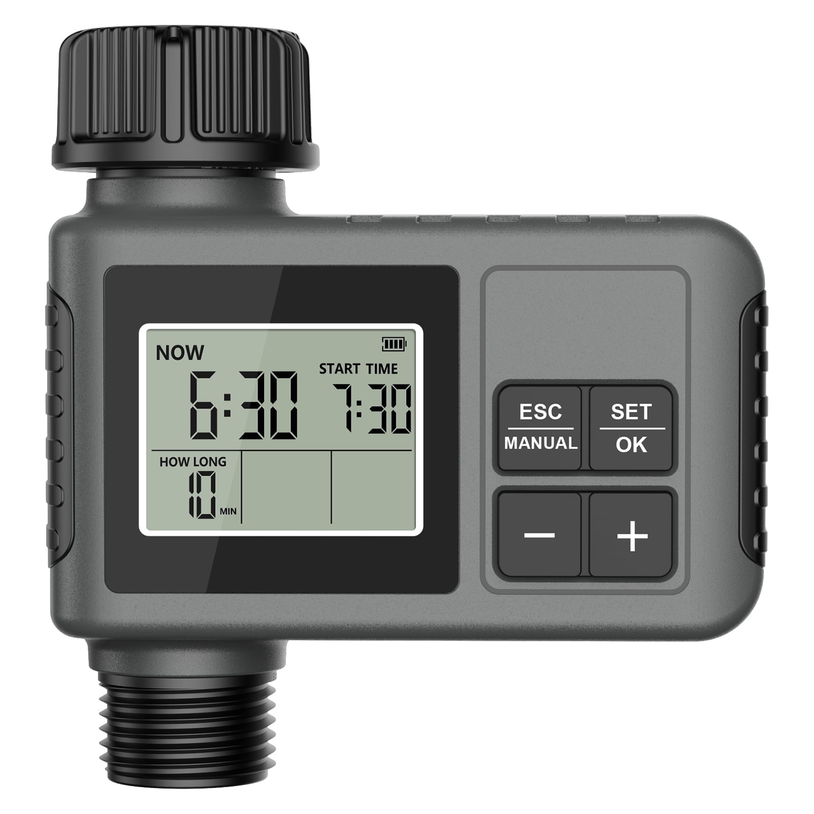Digitaler Bewässerungscomputer Für Den Außenbereich (grau, 1 Auslauf), Programmierbarer Timer Mit Regenverzögerung/manueller/automatischer Tropfbewässerung.