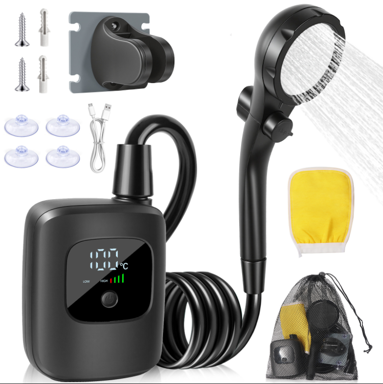 Tragbare Campingdusche Mit 3-fach Stärkerem Wasserdurchfluss, 3 Sprühmodi, Ipx8 Wasserdicht.