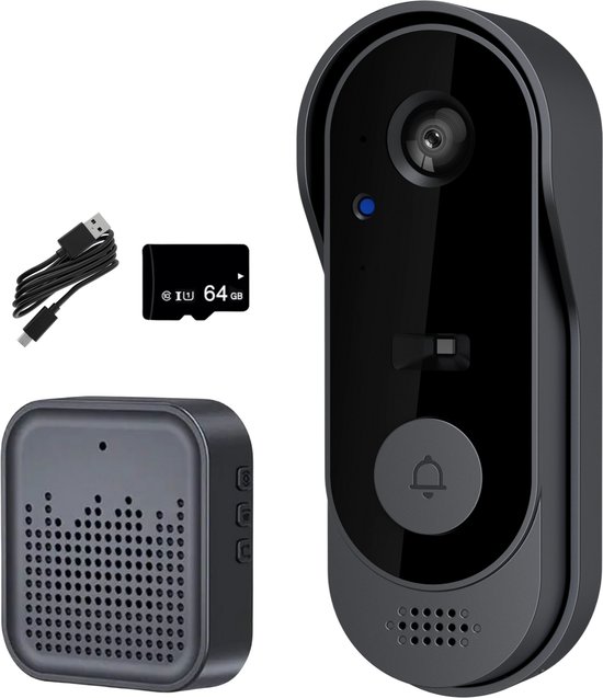 Video-türklingel Mit Kamera, Smarte Kabellose Video-türklingel Mit Kamera, Kabellose Türklingel Mit Akku, Wasserdicht (ip65), Mit 64-gb-speicherkarte