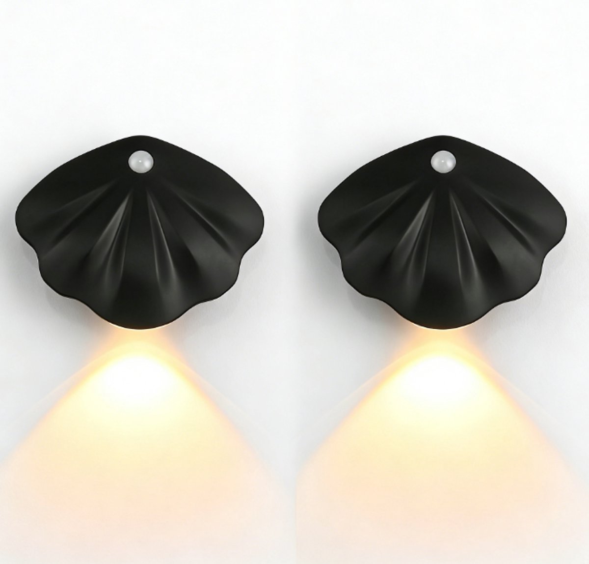 Nachtlicht Mit Bewegungsmelder – Magnetische Led-wandleuchte – 2er-pack – Batteriebetrieben – Muschelförmiges Design – 9,37 X 11,67 X 3,5 Cm – 3 Lichtmodi Und Farbtemperatur