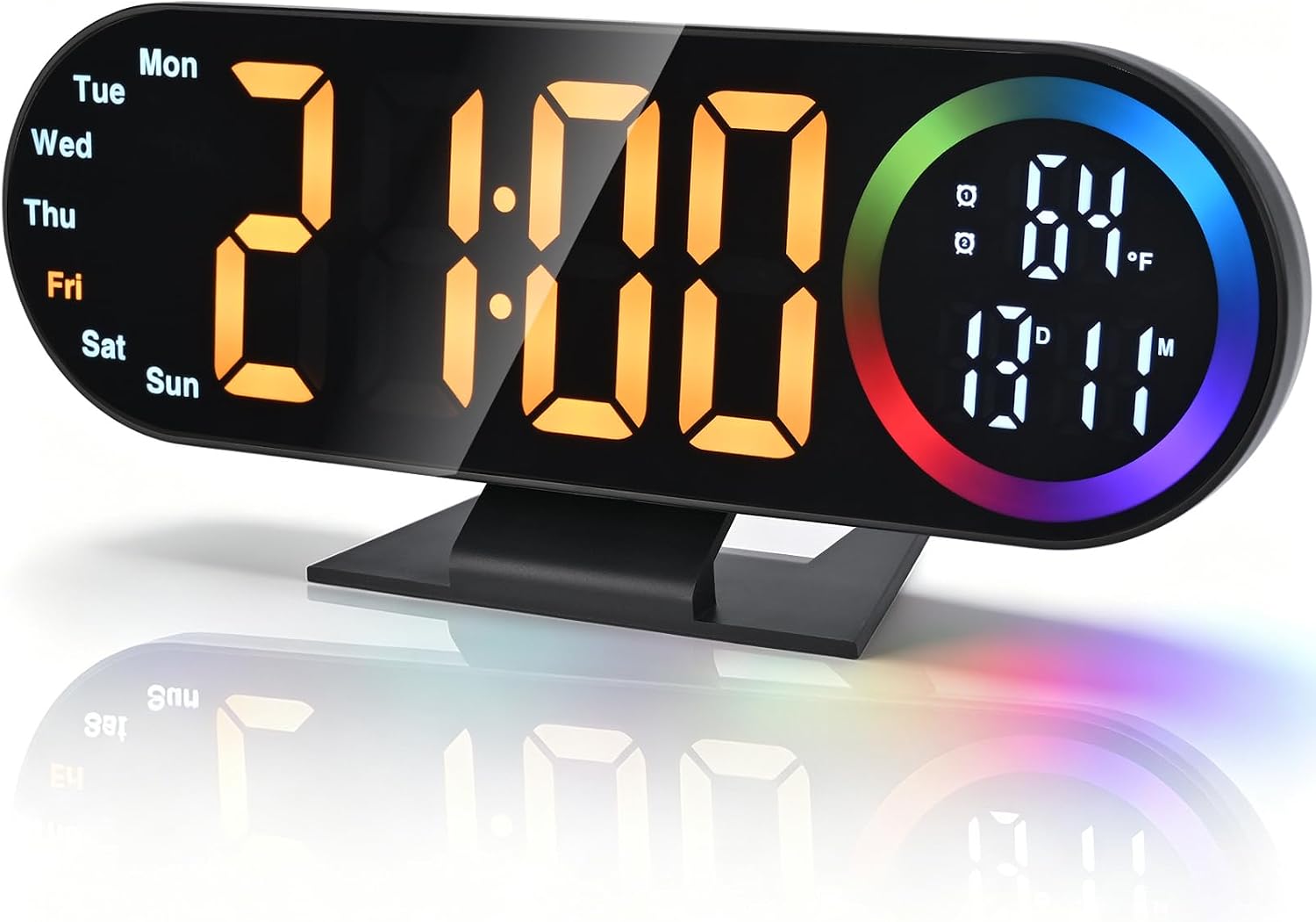 Geeignet Für Erwachsene, Kinder Und Senioren Sowie Für Teenager (orange), 2 Alarmspiegel Und 3 Helligkeitsstufen. Großes Led-display Für Neben Dem Bett.