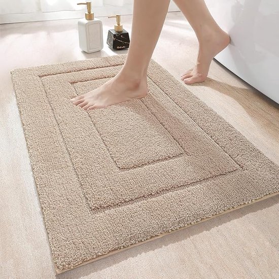 Badematten – 2 Stück, Rutschfest, 50 X 80 Cm, Weiche Mikrofaser, Saugfähig, Maschinenwaschbar, Extra Dick, Für Dusche Und Badewanne, Beige