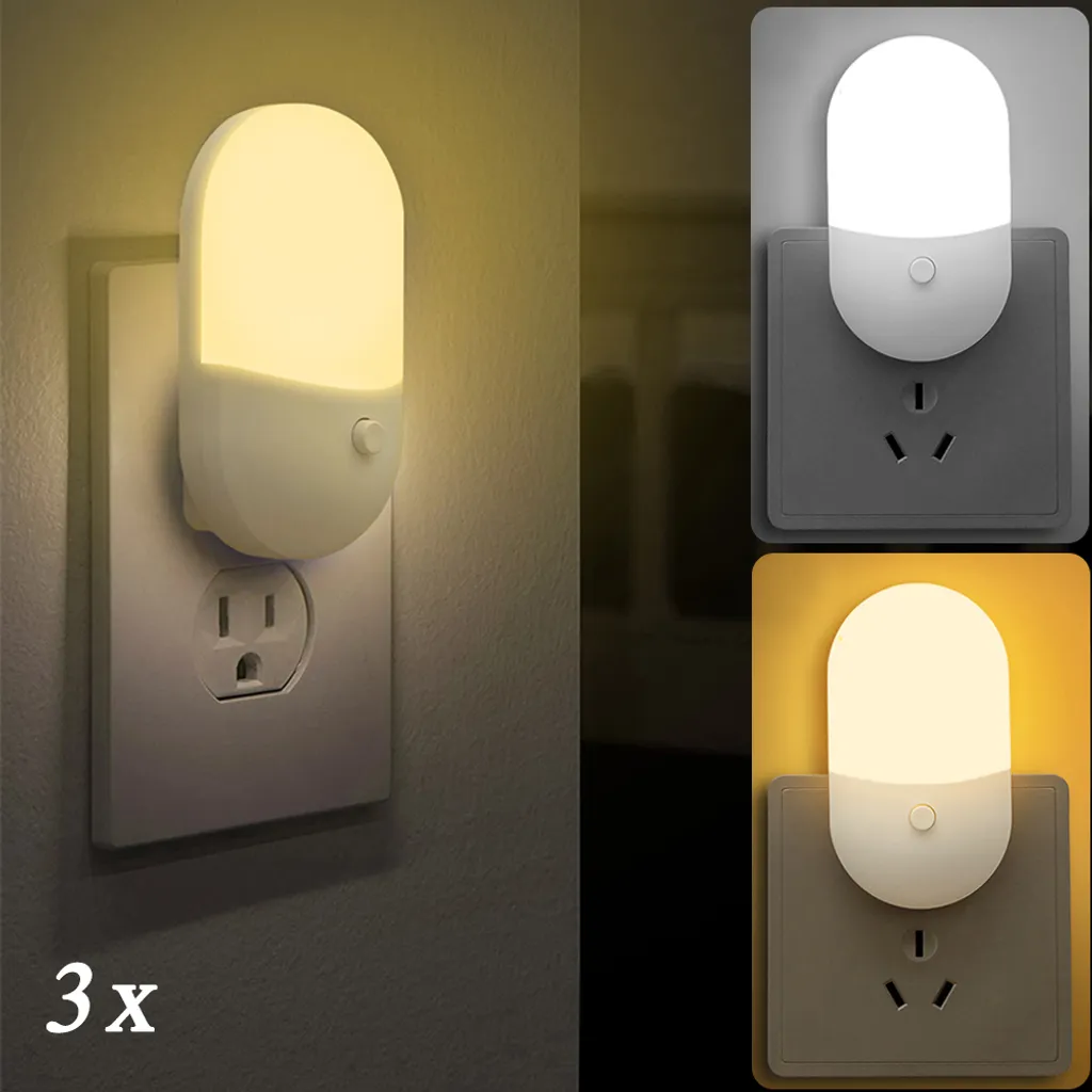 3er-pack Led-nachtlichter, Zum Einstecken, Geeignet Für Baby- Und Kinderzimmer, Weiß Und Warmweiß.