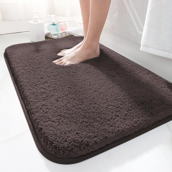 Badematte, 45 X 70 Cm, Rutschfeste Mikrofaser, Dickes Fleece, Braun