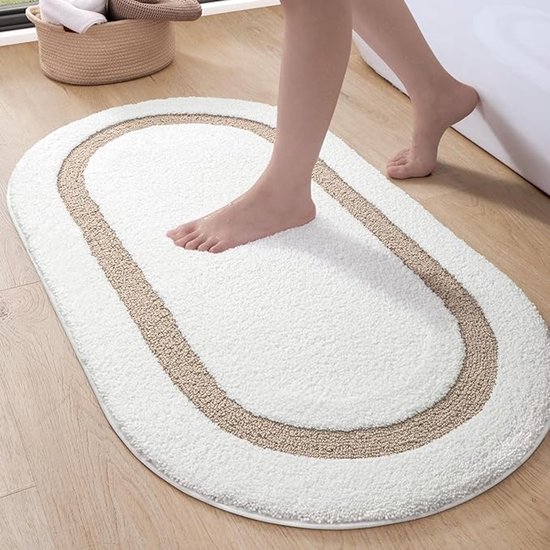 Rutschfeste Badmatte, 2er-pack, 50 X 80 Cm, Super Saugfähige Mikrofaser, Beige