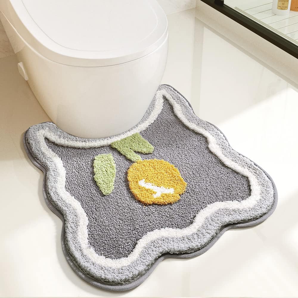 Wc- Und Badezimmerteppich, U-förmiger, Rutschfester Wc-teppich, Badezimmerteppich Mit Blumenmuster, Weiche Mikrofasermatte Aus Plüsch, Hoch Saugfähig, 50 X 55 Cm