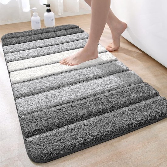 Badematte 40 X 60 Cm, Rutschfest, Saugfähig, Maschinenwaschbar, Mikrofaser-badematte, Badezimmeraccessoires, Grau