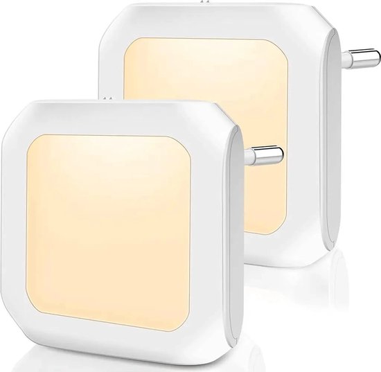 Zwei Led-nachtlichter, Zum Einstecken, Dimmbares Warmweißes Licht, Geeignet Für Lichtsensoren - Weiß.
