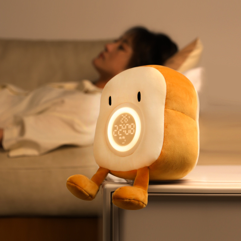 Wiederaufladbarer Plüschwecker, Ein Einschlafbegleiter Für Kinder, Ein Toastförmiger Wecker Für Schüler, Ein Nachtlicht Und Ein All-in-one-wecker.
