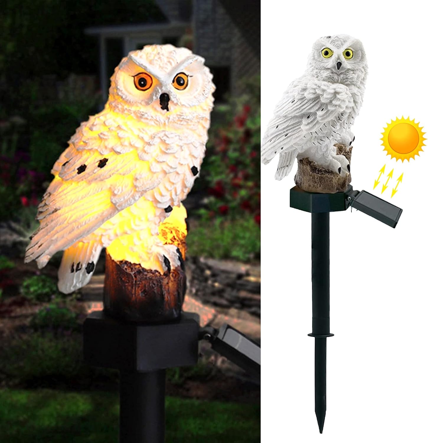 Wasserdichte, Warmweiße Led-leuchte Für Garten, Hof, Rasen, Terrasse Und Wege (eule), Solar-gartenleuchte Mit Eulenmotiv Zur Mastmontage