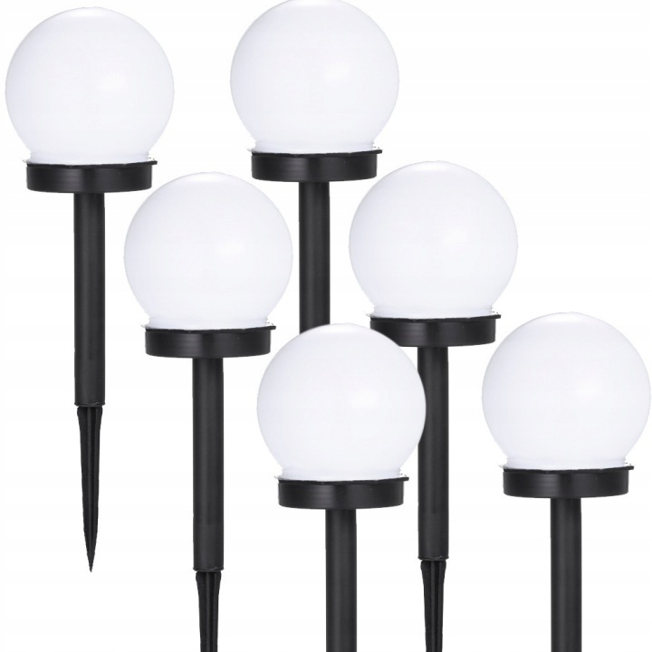 Solarbetriebene Led-gartenleuchte, Kugelförmiger Weißer Glaskolben, 10 Cm Durchmesser, 6er-set.