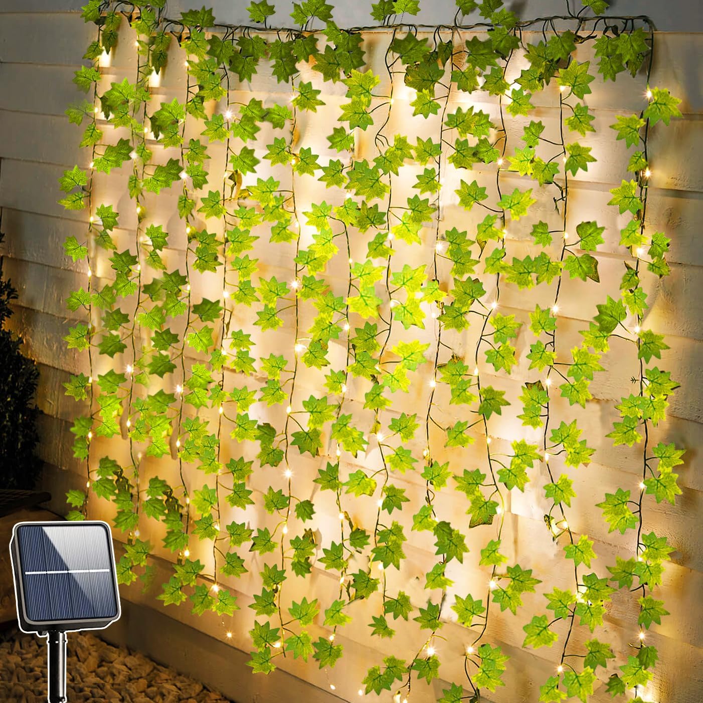 10 M Lange Solar-lichterkette Mit 100 Leds, Künstlicher Efeu, 8 Modi, Ip65 Wasserdicht, Solar-efeu-lichterkette Für Garten, Terrasse, Balkon, Schlafzimmer