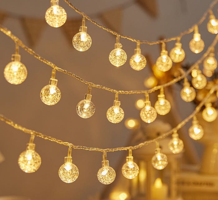 Solarbetriebene Lichterkette Für Den Außenbereich, 6,5 Meter Lang, 30 Leds, Wasserdicht, 8 Beleuchtungsmodi, Geeignet Für Den Innenbereich (warmweißes Licht).