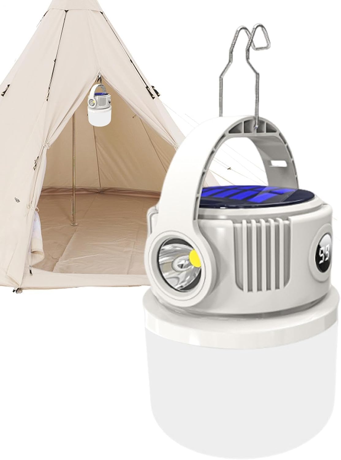 Usb-wiederaufladbare Campinglaterne, Wiederaufladbar, Tragbar, Für Wanderungen, Weiches Led-licht, Multifunktional, Pc-material, 1 Stück