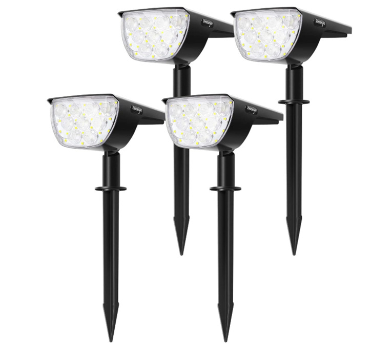 Solar-gartenstrahler Mit 30 Leds – 4 Stück – Warmweiß (3000 K) – 3 Lichtmodi – Wasserdicht (ip65) – Automatische Ein-/ausschaltung