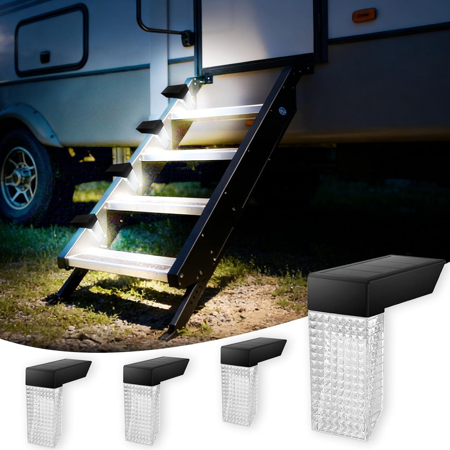 Solarbetriebene Wohnmobil-einstiegsleuchten – Kabellose Außenbeleuchtung, Kein Bohren Erforderlich – Verstellbare, Wiederaufladbare Led-campingleuchte – Automatische Ein-/ausschaltung