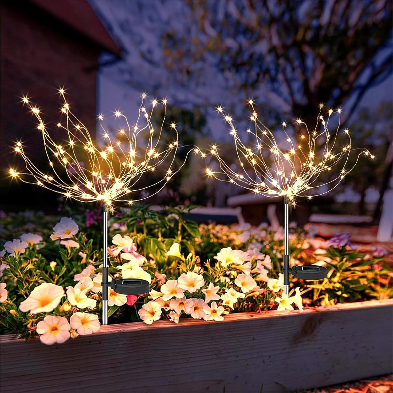 Solar-gartenleuchten Mit 120 Leds – Feuerwerksdesign – Warmes Licht – Wasserdicht – Zum Selbstaufbau – Für Garten, Terrasse Und Blumentopfdekoration