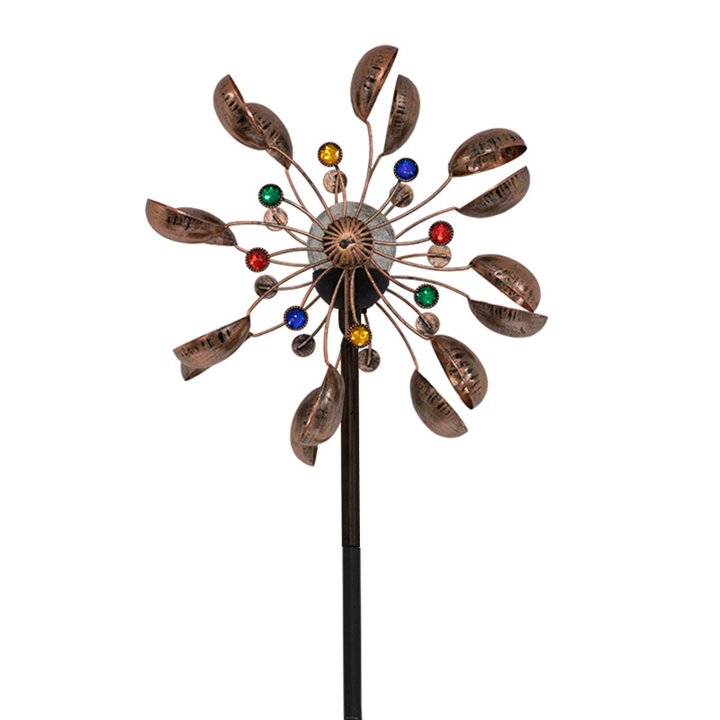 75-zoll-windspiel „jewel Cup“ – Solarbetrieben Mit Mehrfarbiger Led-glaskugel – Kinetische Metall-windmühle Mit Zwei Drehrichtungen – Einfach Zu Montieren