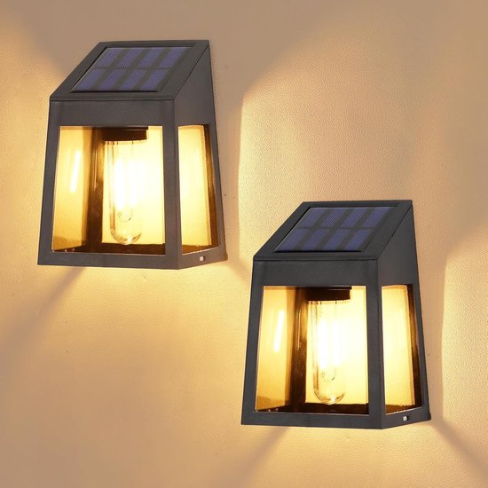 Solar-wandleuchte – Retro-zaunleuchte, Warmweißes Licht, Ip65 Wasserdicht, Geeignet Für Zaunpfosten, Gärten, Hinterhöfe Und Verandawände – 2 Stück